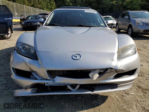 2004 Mazda RX-8 with VIN JM1FE17N040129638, listed as a Copart auction lot 72496364 with 57,966 mi miles and Salvage Title. Bid and sale history available at carsss.com. Image 5.