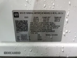 2023 Chevrolet Equinox LT with VIN 3GNAXKEG5PS193922, listed as a Copart auction lot 52757245 with 48,100 mi miles and Salvage Title. Bid and sale history available at DreamBid. Image 13.