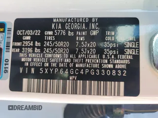 2023 Kia Telluride S with VIN 5XYP64GC4PG330832, listed as a Copart auction lot 48493365 with 68,999 mi miles and Salvage Title. Bid and sale history available at carsss.com. Image 13.