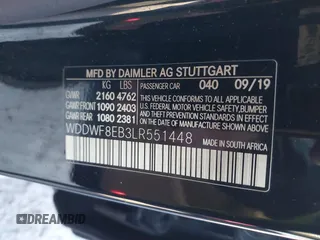 2020 Mercedes-Benz C 300 с VIN WDDWF8EB3LR551448, выставлен на аукционе IAAI как лот 41216796 с пробегом 100 472 миль миль и . История ставок и продаж доступна на DreamBid. Изображение 9.
