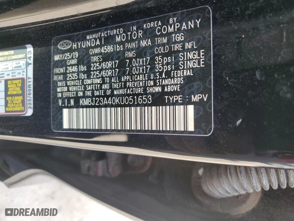 2019 Hyundai Tucson SE with VIN KM8J23A40KU051653, listed as a Copart auction lot 44508975 with 113,275 mi miles and Clean Title. Bid and sale history available at carsss.com. Image 16.