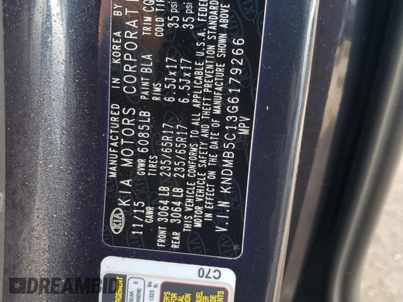 2016 Kia Sedona LX with VIN KNDMB5C13G6179266, listed as a Copart auction lot 51636305 with 127,160 mi miles and Clean Title. Bid and sale history available at carsss.com. Image 13.