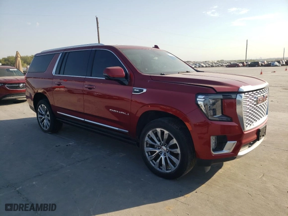 2021 GMC Yukon XL Denali with VIN 1GKS2JKL8MR201361, listed as a Copart auction lot 75253414 with 0 mi miles and Salvage Title. Bid and sale history available at carsss.com. Image 4.