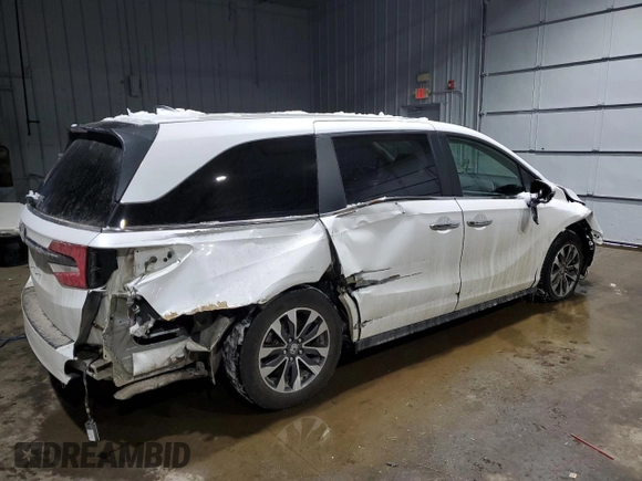 2021 Honda Odyssey EX-L with VIN 5FNRL6H76MB036222, listed as a Copart auction lot 44172475 with 105,388 mi miles and Salvage Title. Bid and sale history available at DreamBid. Image 3.