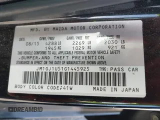 2016 Mazda 6 i Sport with VIN JM1GJ1U51G1445925, listed as a IAAI auction lot 41980386 with Not Provided miles and . Bid and sale history available at DreamBid. Image 9.