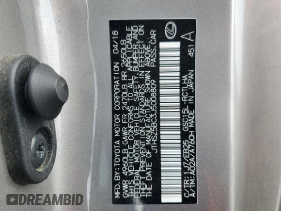 2018 Lexus RC 350 с VIN JTHSZ5BC3J5008809, выставлен на аукционе Copart как лот 51182815 с пробегом 52 313 миль миль и Списание • Salvage title. История ставок и продаж доступна на DreamBid. Изображение 14.