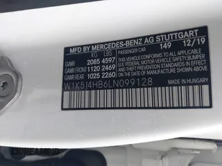 2020 Mercedes-Benz CLA with VIN W1K5J4HB6LN099128, listed as a IAAI auction lot 41551450 with 39,660 mi miles. Bid and sale history available at carsss.com. Image 9.