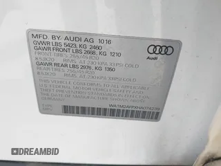 2017 Audi Q5 Premium Plus z VIN WA1M2AFPXHA074239, wystawiony jako IAAI lot #42200424 z przebiegiem 77 540 mil mil oraz . Historia ofert i sprzedaży dostępna na DreamBid. Obrazek 9.