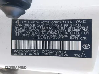 2012 Toyota Prius One with VIN JTDKN3DU8C5456635, listed as a IAAI auction lot 42147936 with 22,834 mi miles and . Bid and sale history available at DreamBid. Image 9.