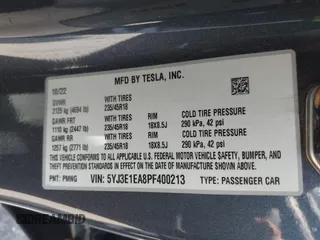 2023 Tesla Model 3 с VIN 5YJ3E1EA8PF400213, выставлен на аукционе IAAI как лот 42117720 с пробегом 54 529 миль миль и . История ставок и продаж доступна на DreamBid. Изображение 9.