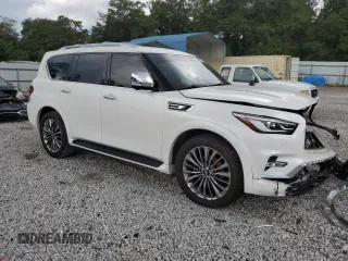 2021 Infiniti QX80 SENSORY with VIN JN8AZ2BF7M9715869, listed as a Copart auction lot 65328444 with 56,513 mi miles and Salvage Title. Bid and sale history available at carsss.com. Image 4.