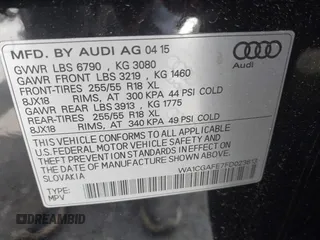 2015 Audi Q7 Premium with VIN WA1CGAFE7FD023613, listed as a IAAI auction lot 42323173 with 176,203 mi miles and . Bid and sale history available at DreamBid. Image 9.