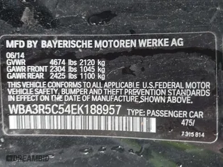 2014 BMW 4 Series 435i xDrive with VIN WBA3R5C54EK188957, listed as a IAAI auction lot 41790183 with 97,981 mi miles. Bid and sale history available at carsss.com. Image 9.