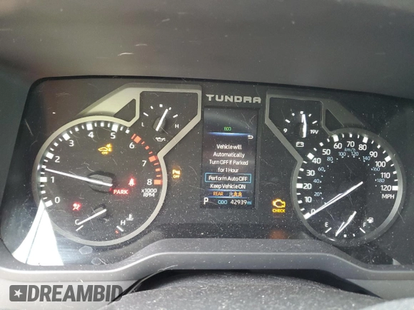 2022 Toyota Tundra SR5 with VIN 5TFLA5DB2NX016055, listed as a Copart auction lot 57480155 with 42,939 mi miles and Salvage title. Bid and sale history available at DreamBid. Image 9.