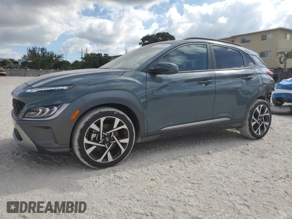 2022 Hyundai Kona Limited with VIN KM8K53A34NU805516, listed as a Copart auction lot 80273864 with 25,249 mi miles and Salvage Title. Bid and sale history available at carsss.com. Image 1.