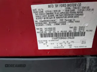 2016 Ford Taurus SEL with VIN 1FAHP2E84GG124630, listed as a IAAI auction lot 42512744 with 141,639 mi miles and . Bid and sale history available at DreamBid. Image 9.