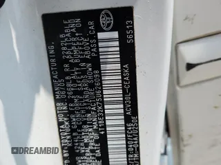 2005 Toyota Camry STD с VIN 4T1BE32K75U626098, выставлен на аукционе Copart как лот 55910145 с пробегом 227 015 миль миль и Списание • Salvage title. История ставок и продаж доступна на DreamBid. Изображение 13.