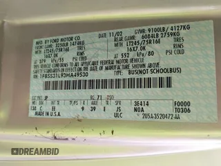 2003 Ford Econoline Passenger XL with VIN 1FBSS31L93HA49530, listed as a IAAI auction lot 41724343 with 175,175 mi miles. Bid and sale history available at carsss.com. Image 9.