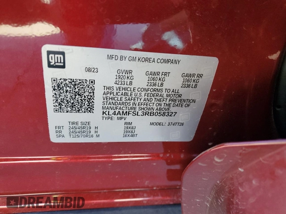 2024 Buick Encore GX Avenir with VIN KL4AMFSL3RB058327, listed as a Copart auction lot 81272264 with 5,648 mi miles and Salvage title. Bid and sale history available at DreamBid. Image 13.