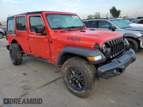 2022 Jeep Wrangler Unlimited High Tide with VIN 1C4HJXDG5NW107100, listed as a Copart auction lot 83231044 with 37,898 mi miles and Salvage Title. Bid and sale history available at DreamBid. Image 4.