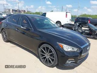 2014 Infiniti Q50 Sport with VIN JN1BV7AR6EM697533, listed as a IAAI auction lot 42451633 with 143,656 mi miles and . Bid and sale history available at DreamBid. Image 1.