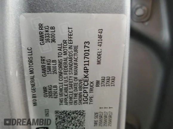 2023 Chevrolet Colorado 4WD LT с VIN 1GCPTCEK4P1170173, выставлен на аукционе Copart как лот 57865595 с пробегом 106 669 миль миль и Чистый • Clean title. История ставок и продаж доступна на DreamBid. Изображение 12.