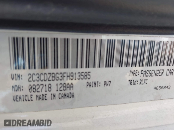 2015 Dodge Challenger SXT Plus with VIN 2C3CDZBG3FH913585, listed as a IAAI auction lot 42609599 with 85,524 mi miles and . Bid and sale history available at DreamBid. Image 9.