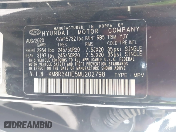 2021 Hyundai Palisade SEL z VIN KM8R34HE5MU202798, wystawiony jako IAAI lot #42339654 z przebiegiem 104 689 mil mil oraz . Historia ofert i sprzedaży dostępna na DreamBid. Obrazek 9.