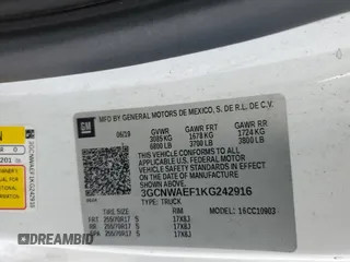 2019 Chevrolet Silverado 1500 Work Truck with VIN 3GCNWAEF1KG242916, listed as a Copart auction lot 87684875 with 96,219 mi miles and Clean Title. Bid and sale history available at DreamBid. Image 13.