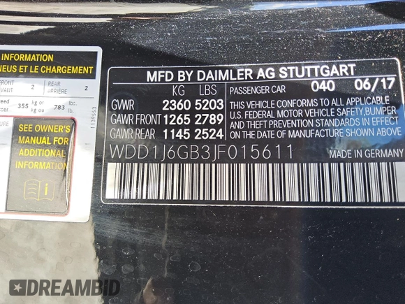 2018 Mercedes-Benz E 400 with VIN WDD1J6GB3JF015611, listed as a Copart auction lot 57523915 with 85,889 mi miles and Clean title. Bid and sale history available at DreamBid. Image 12.
