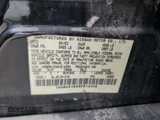 2004 Nissan Maxima SL with VIN 1N4BA41EX4C814349, listed as a Copart auction lot 72946174 with 183,857 mi miles and Salvage Title. Bid and sale history available at carsss.com. Image 14.