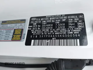2019 Kia Sorento EX V6 with VIN 5XYPH4A55KG500564, listed as a IAAI auction lot 41169310 with 89,902 mi miles. Bid and sale history available at carsss.com. Image 9.