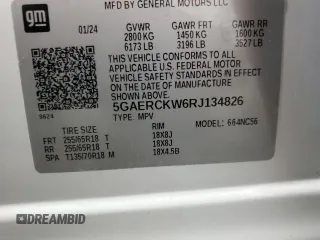 2024 Buick Enclave Premium with VIN 5GAERCKW6RJ134826, listed as a Copart auction lot 75653534 with 19,194 mi miles and Clean Title. Bid and sale history available at carsss.com. Image 14.