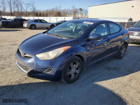 2013 Hyundai Elantra GLS PZEV with VIN KMHDH4AE8DU766273, listed as a Copart auction lot 44061105 with 127,349 mi miles and Salvage Title. Bid and sale history available at carsss.com. Image 1.