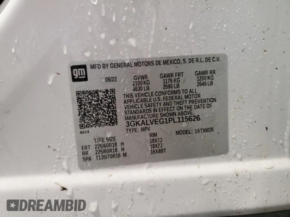 2023 GMC Terrain SLT with VIN 3GKALVEG1PL115626, listed as a Copart auction lot 44597285 with 39,047 mi miles and Salvage Title. Bid and sale history available at carsss.com. Image 14.