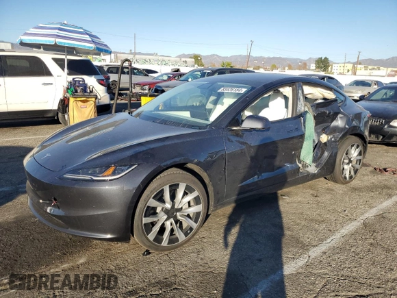 2025 Tesla Model 3 Long Range with VIN 5YJ3E1EA4SF887547, listed as a Copart auction lot 85526184 with 2,506 mi miles and Salvage title. Bid and sale history available at DreamBid. Image 1.