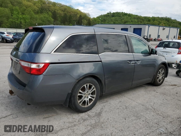 2011 Honda Odyssey EX-L with VIN 5FNRL5H6XBB002136, listed as a Copart auction lot 55162645 with 172,425 mi miles and Salvage Title. Bid and sale history available at DreamBid. Image 3.