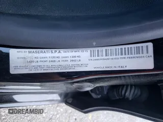 2016 Maserati Ghibli S с VIN ZAM57RSA2G1181033, выставлен на аукционе Copart как лот 52780575 с пробегом 105 266 миль миль и Списание • Salvage title. История ставок и продаж доступна на DreamBid. Изображение 12.