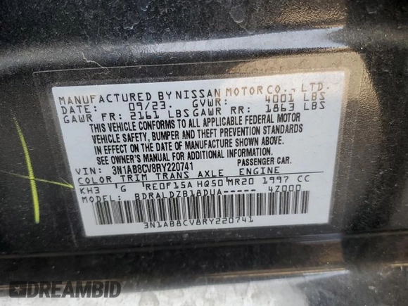 2024 Nissan Sentra SV z VIN 3N1AB8CV8RY220741, wystawiony jako Copart lot #61267055 z przebiegiem 53 318 mil mil oraz Szkoda całkowita • Salvage title. Historia ofert i sprzedaży dostępna na DreamBid. Obrazek 12.