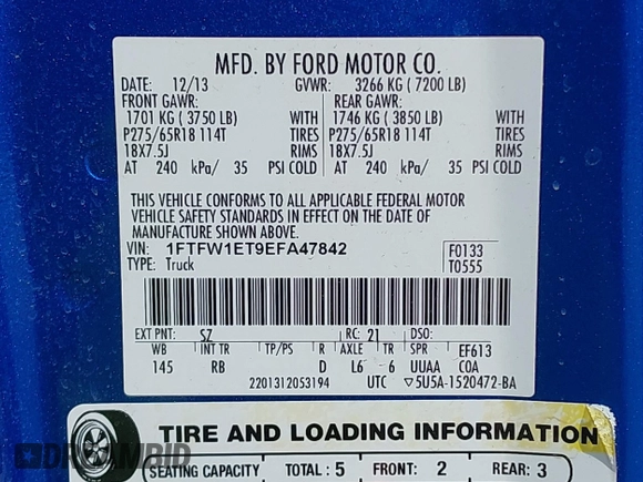 2014 Ford F-150 XL z VIN 1FTFW1ET9EFA47842, wystawiony jako IAAI lot #42475278 z przebiegiem 57 266 mil mil oraz . Historia ofert i sprzedaży dostępna na DreamBid. Obrazek 9.