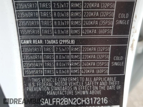 2012 Land Rover LR2 HSE z VIN SALFR2BN2CH317216, wystawiony jako Copart lot #82558224 z przebiegiem 124 372 mil mil oraz Szkoda całkowita • Salvage title. Historia ofert i sprzedaży dostępna na DreamBid. Obrazek 13.