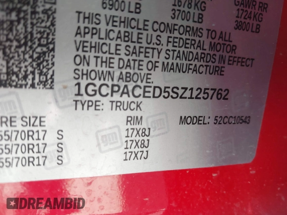 2025 Chevrolet Silverado 1500 LT with VIN 1GCPACED5SZ125762, listed as a IAAI auction lot 41836668 with 10,105 mi miles and . Bid and sale history available at DreamBid. Image 9.