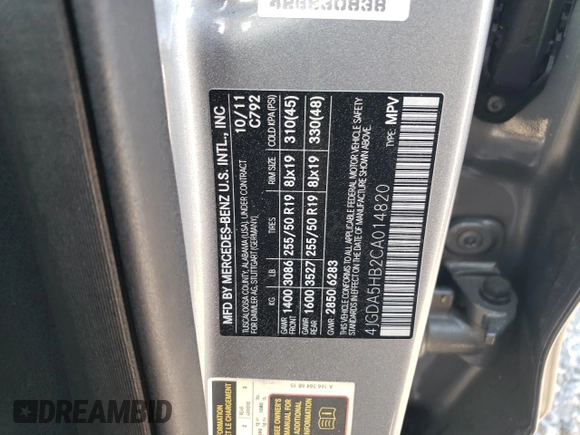 2012 Mercedes-Benz M 350 с VIN 4JGDA5HB2CA014820, выставлен на аукционе Copart как лот 52919205 с пробегом 176 789 миль миль и Чистый • Clean title. История ставок и продаж доступна на DreamBid. Изображение 13.
