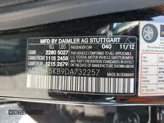 2013 Mercedes-Benz E 350 Luxury with VIN WDDHF5KB9DA732257, listed as a Copart auction lot 54263105 with 85,512 mi miles and Salvage title. Bid and sale history available at DreamBid. Image 12.