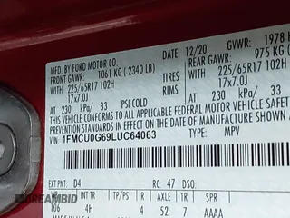 2020 Ford Escape SE с VIN 1FMCU0G69LUC64063, выставлен на аукционе IAAI как лот 42372430 с пробегом 102 762 миль миль и . История ставок и продаж доступна на DreamBid. Изображение 9.