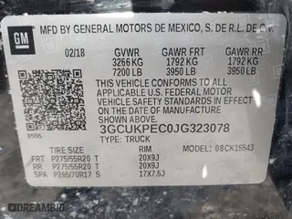 2018 Chevrolet Silverado 1500 Custom with VIN 3GCUKPEC0JG323078, listed as a IAAI auction lot 41752044 with 101,041 mi miles. Bid and sale history available at carsss.com. Image 9.