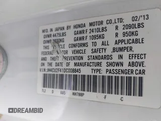 2013 Acura TSX with VIN JH4CU2F41DC008845, listed as a IAAI auction lot 41146295 with 119,071 mi miles. Bid and sale history available at carsss.com. Image 9.