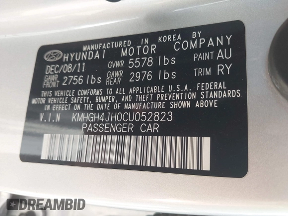 2012 Hyundai Equus Signature с VIN KMHGH4JH0CU052823, выставлен на аукционе IAAI как лот 42672112 с пробегом 155 363 миль миль и . История ставок и продаж доступна на DreamBid. Изображение 9.