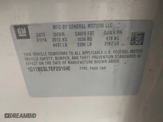 2014 Chevrolet Malibu LS with VIN 1G11B5SL7EF201846, listed as a IAAI auction lot 41929440 with 149,782 mi miles. Bid and sale history available at carsss.com. Image 9.