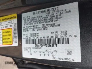 2016 Ford Fusion SE with VIN 3FA6P0H97GR363971, listed as a IAAI auction lot 41086941 with 107,202 mi miles and . Bid and sale history available at carsss.com. Image 9.